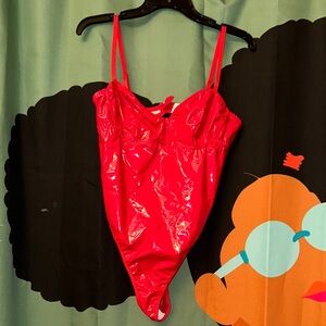SHEIN Shiny Red Bodysuit